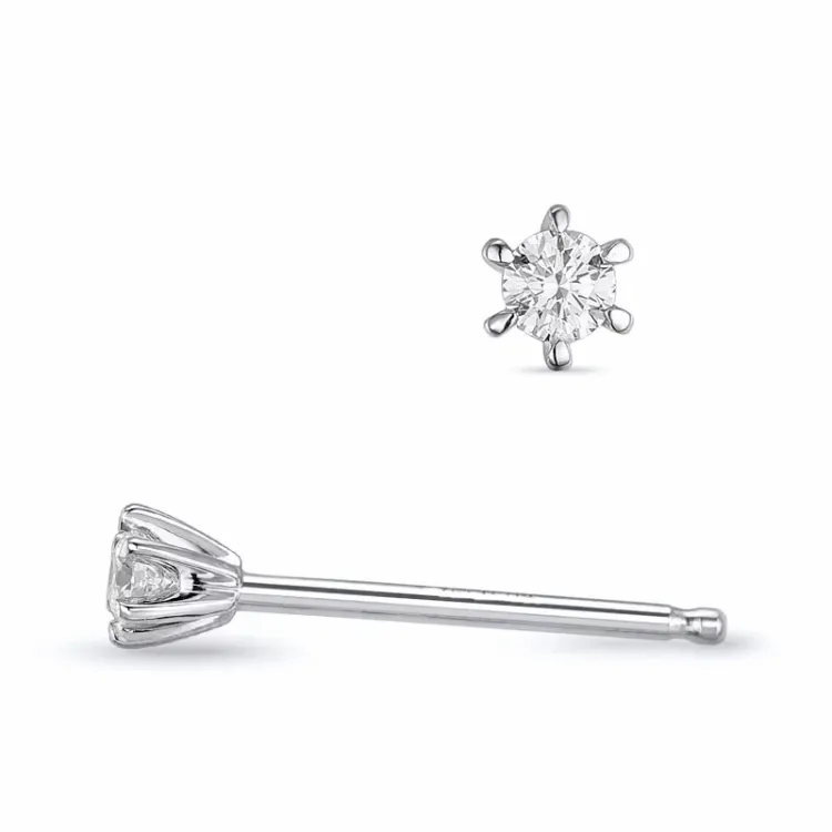2 x 0,04 ct lab grown diamant solitaire oorbel in 9 karaat witgoud met lab grown diamant 
