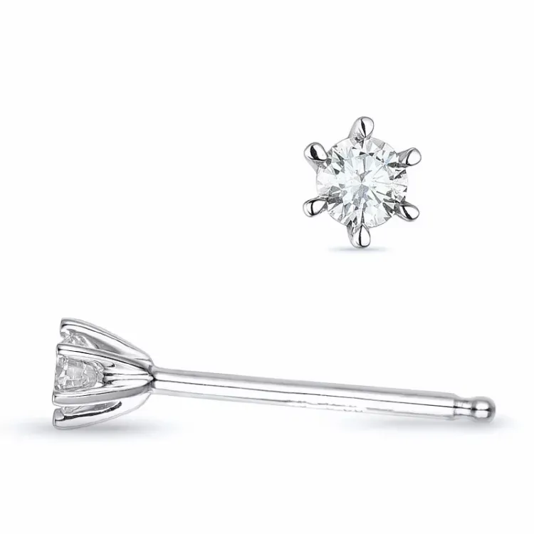 2 x 0,06 ct lab grown diamant solitaire oorbel in 9 karaat witgoud met lab grown diamant 
