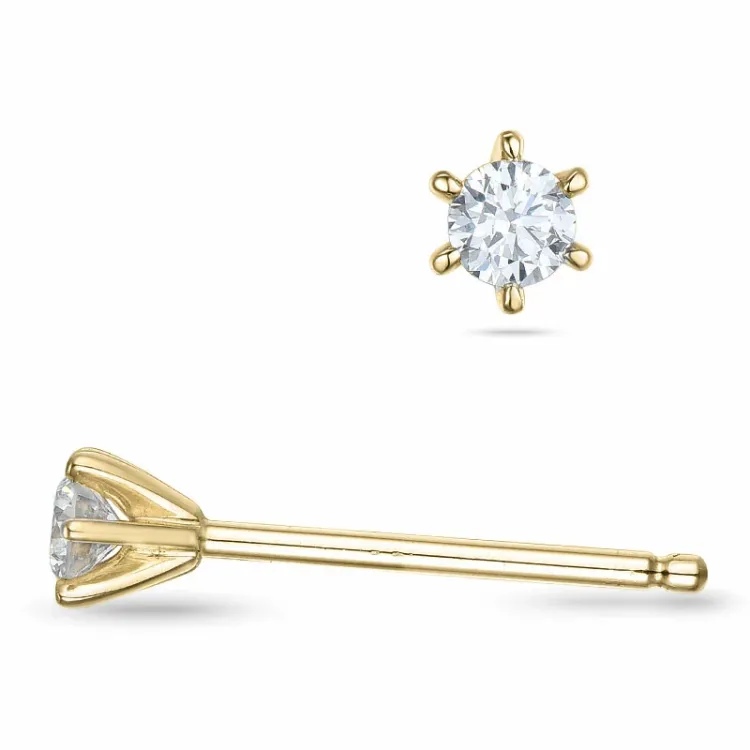 2 x 0,07 ct lab grown diamant solitaire oorbel in 9 karaat goud met lab grown diamant 