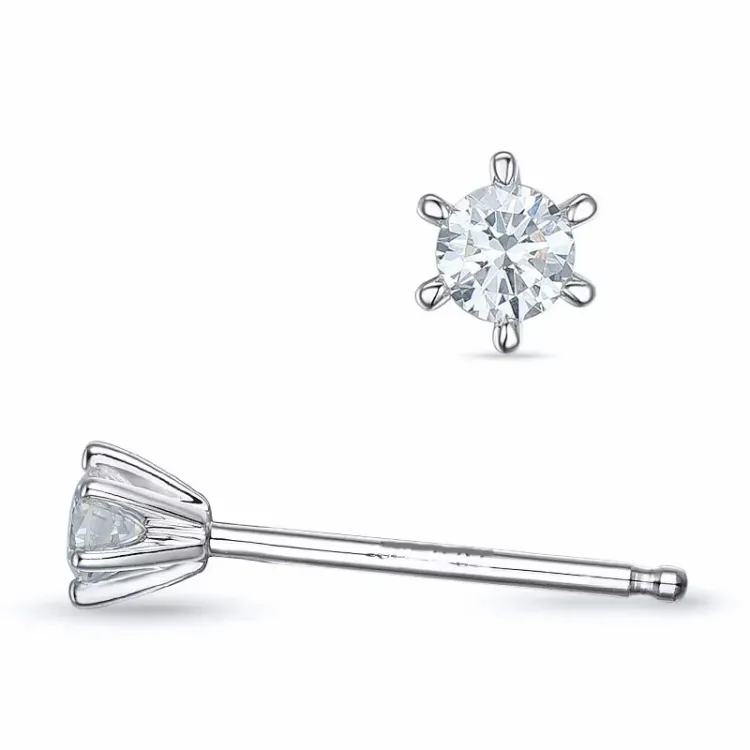 2 x 0,07 ct lab grown diamant solitaire oorbel in 9 karaat witgoud met lab grown diamant 