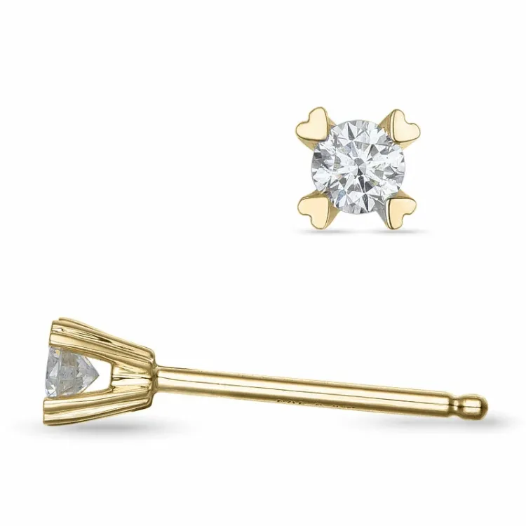 2 x 0,07 ct lab grown diamant solitaire oorbel in 9 karaat goud met lab grown diamant 
