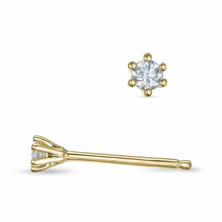 2 x 0,04 ct lab grown diamant solitaire oorbel in 9 karaat goud met lab grown diamant 