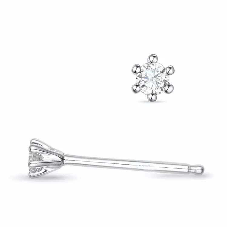 2 x 0,04 ct lab grown diamant solitaire oorbel in 9 karaat witgoud met lab grown diamant 