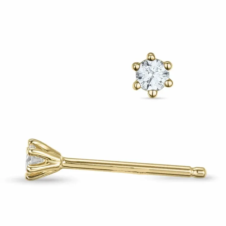 2 x 0,05 ct lab grown diamant solitaire oorbel in 9 karaat goud met lab grown diamant 