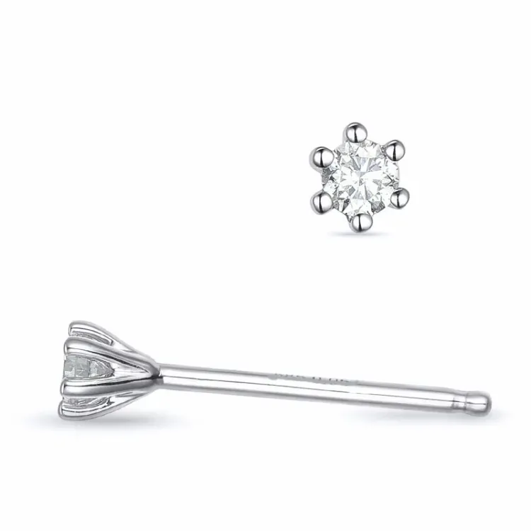 2 x 0,05 ct lab grown diamant solitaire oorbel in 9 karaat witgoud met lab grown diamant 