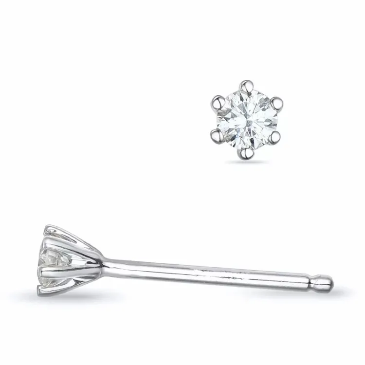 2 x 0,06 ct lab grown diamant solitaire oorbel in 9 karaat witgoud met lab grown diamant 