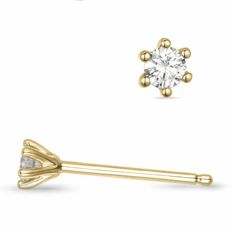 2 x 0,07 ct lab grown diamant solitaire oorbel in 9 karaat goud met lab grown diamant 