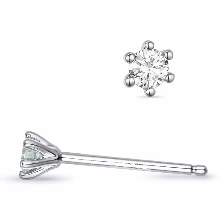 2 x 0,07 ct lab grown diamant solitaire oorbel in 9 karaat witgoud met lab grown diamant 