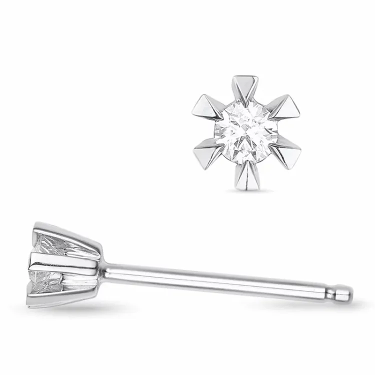 2 x 0,03 ct lab grown diamant solitaire oorbel in 9 karaat witgoud met lab grown diamant 