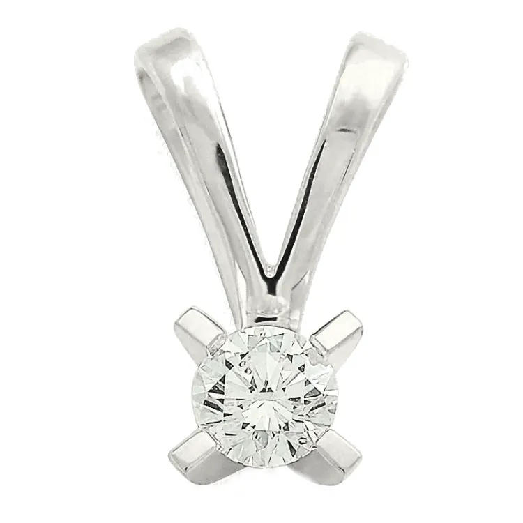 0,20 ct lab grown diamant solitaire hanger in 9 caraat witgoud 0,20 ct