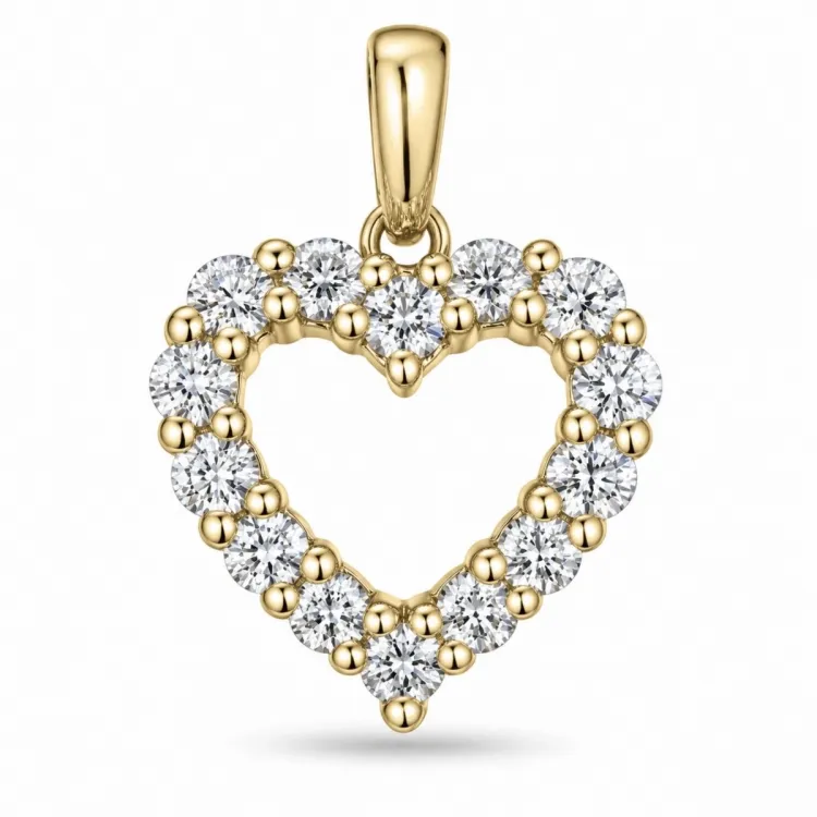 hart lab grown diamant hanger in 9 caraat goud 0,85 ct