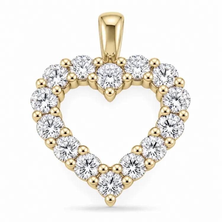 hart lab grown diamant hanger in 9 caraat goud 1,72 ct