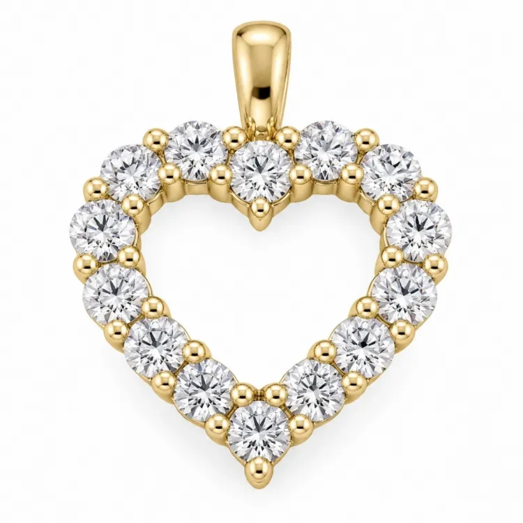 hart lab grown diamant hanger in 9 caraat goud 2,05 ct