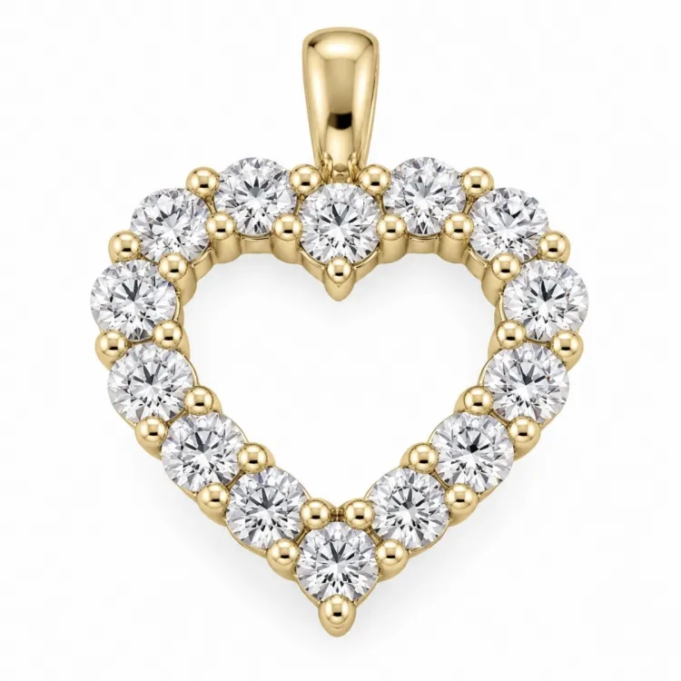 hart lab grown diamant hanger in 9 caraat goud 1,3 ct
