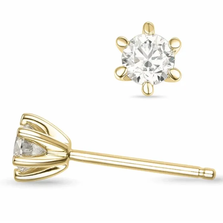 2 x 0,40 ct lab grown diamant solitaire oorbel in 9 karaat goud met lab grown diamant 