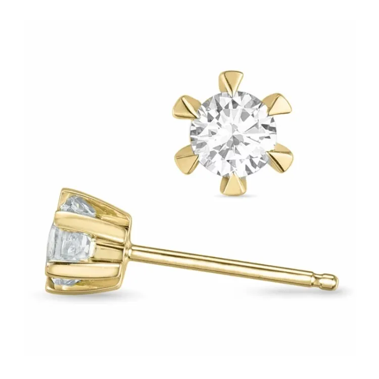 2 x 0,10 ct lab grown diamant solitaire oorbel in 9 karaat goud met lab grown diamant 