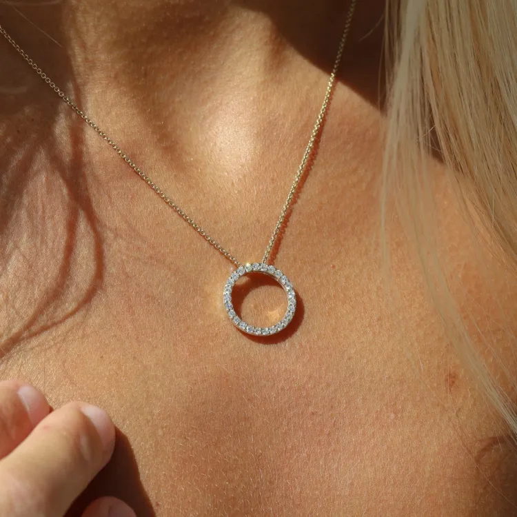 rond lab grown diamant hanger in 14 caraat goud 0,53 ct
