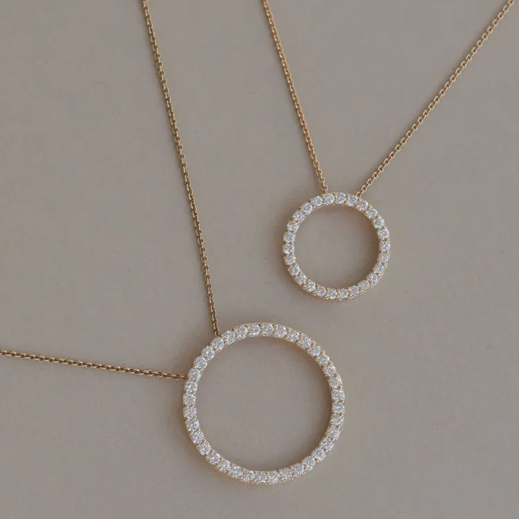 rond lab grown diamant hanger in 14 caraat goud 0,53 ct