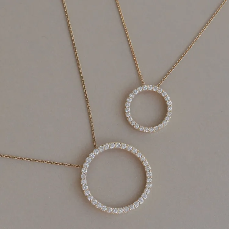 rond lab grown diamant hanger in 14 caraat goud 1,03 ct