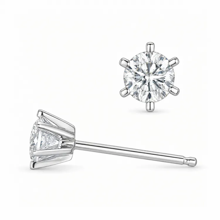 2 x 0,30 ct lab grown diamant oorsteker in 14 karaat witgoud met lab grown diamant 