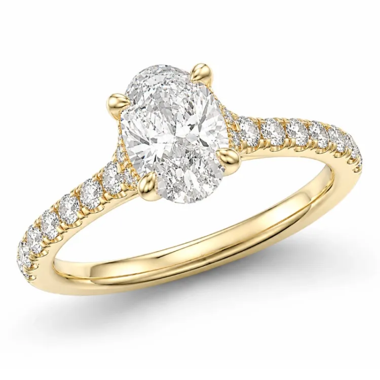 ovale lab grown diamant ring in 14 karaat goud 1,0 ct 0,26 ct