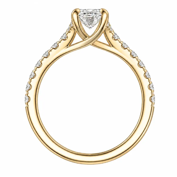 ovale lab grown diamant ring in 14 karaat goud 1,0 ct 0,26 ct