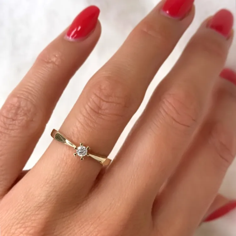 0,10 ct lab grown diamant solitaire ring in 14 karaat goud 0,10 ct