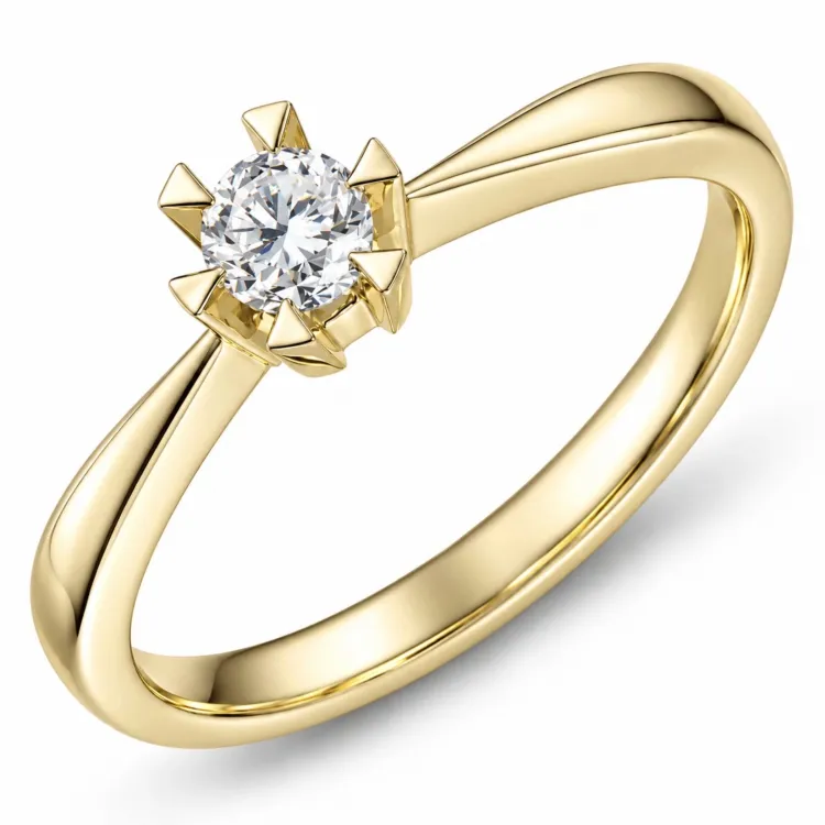 0,20 ct lab grown diamant solitaire ring in 14 karaat goud 0,20 ct