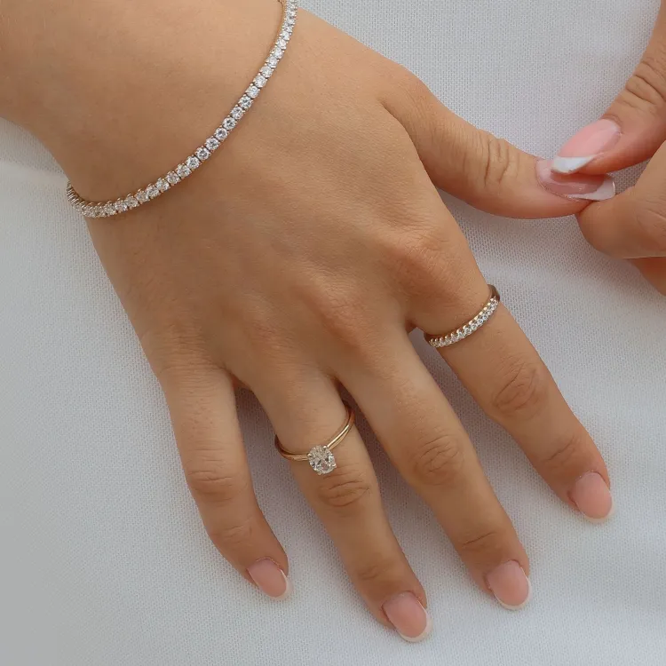 ovale lab grown diamant solitaire ring in 14 karaat goud 1,0 ct