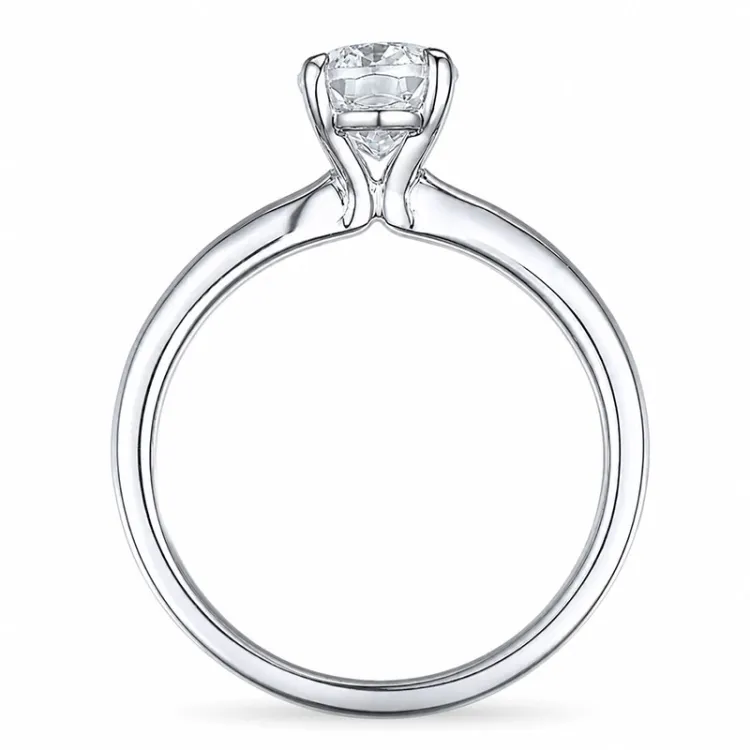 ovale lab grown diamant solitaire ring in 14 karaat witgoud 1,0 ct