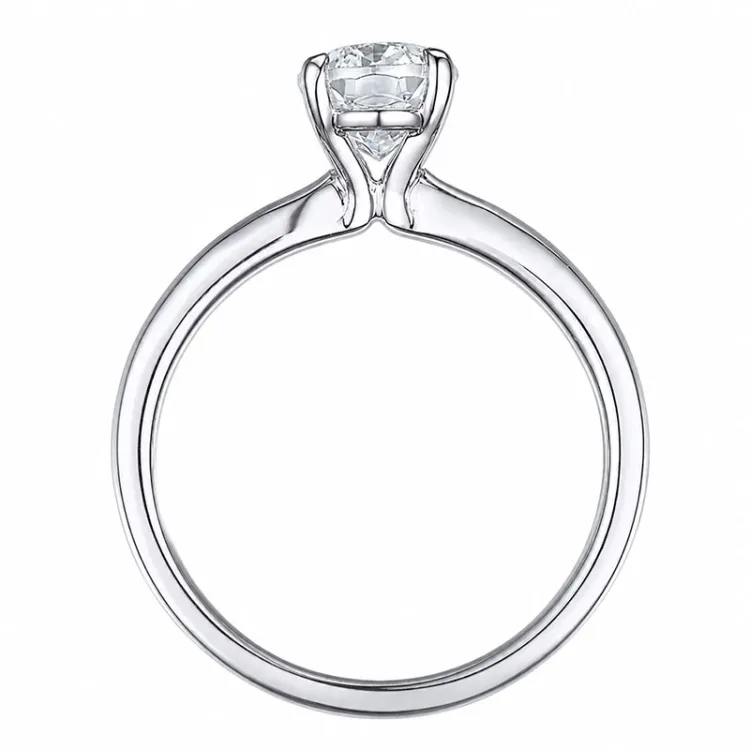 ovale lab grown diamant solitaire ring in 14 karaat witgoud 2,0 ct