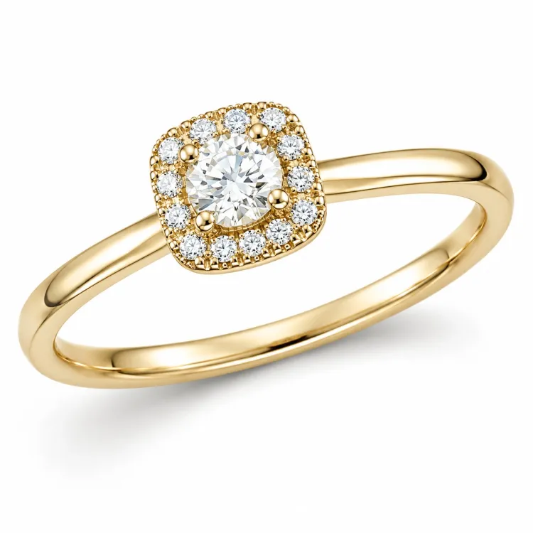lab grown diamant ring in 14 karaat goud 0,20 ct 0,07 ct