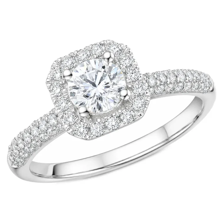 lab grown diamant ring in 14 karaat witgoud 0,52 ct 0,49 ct