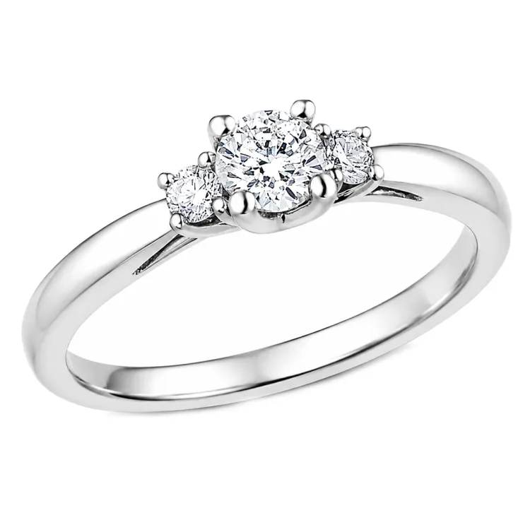 lab grown diamant ring in 14 karaat witgoud 0,30 ct 0,10 ct