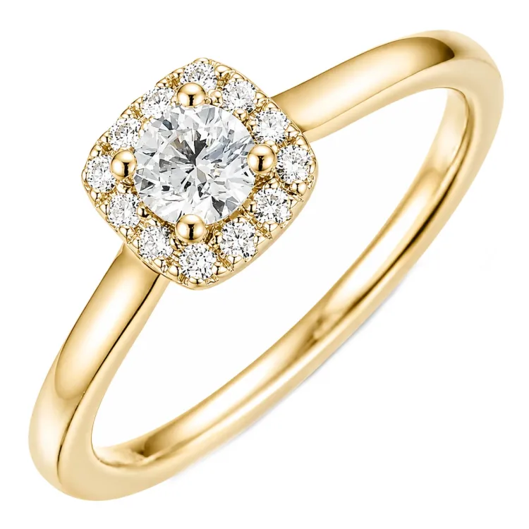 lab grown diamant ring in 14 karaat goud 0,26 ct 0,08 ct
