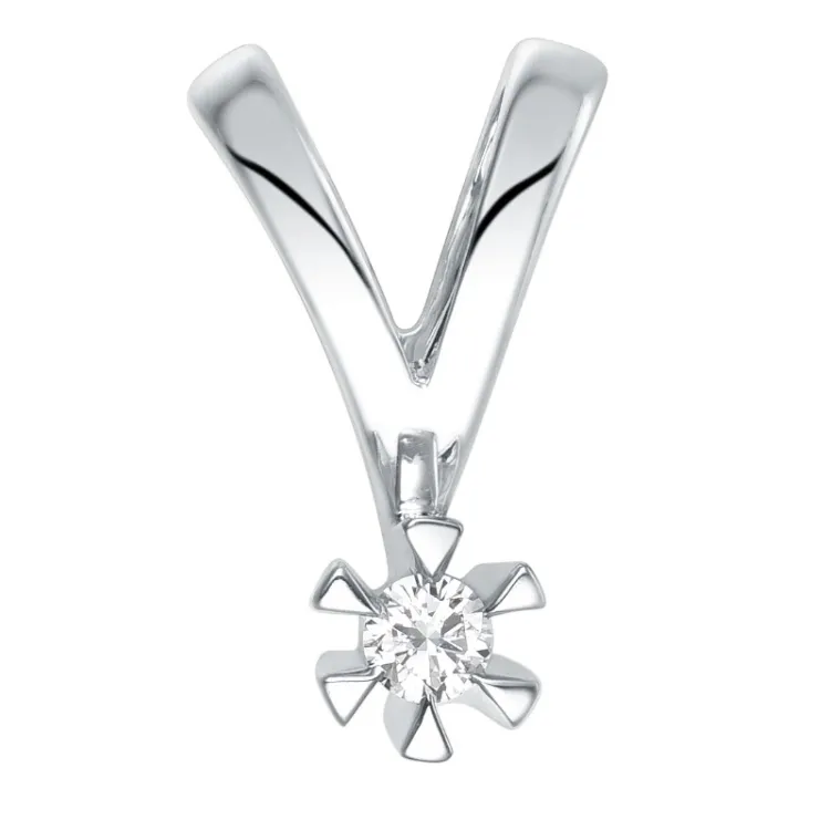 0,05 ct lab grown diamant hanger in 14 caraat witgoud 0,05 ct