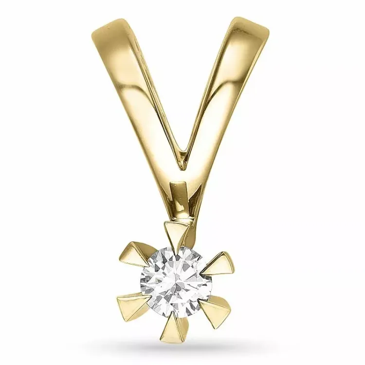 0,10 ct lab grown diamant hanger in 14 caraat goud 0,10 ct