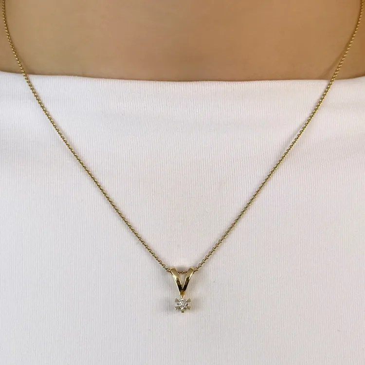 0,10 ct lab grown diamant hanger in 14 caraat goud 0,10 ct