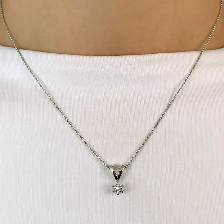 0,20 ct lab grown diamant hanger in 14 caraat witgoud