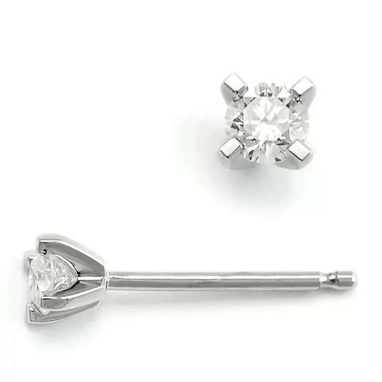 2 x 0,10 ct lab grown diamant solitaire oorbel in 14 karaat witgoud met lab grown diamant 