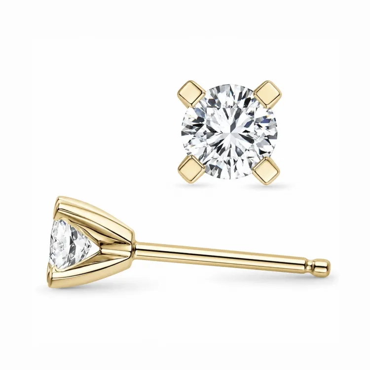 2 x 0,20 ct lab grown diamant solitaire oorbel in 14 karaat goud met lab grown diamant 