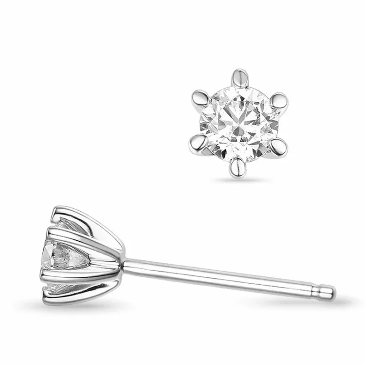 2 x 0,20 ct lab grown diamant solitaire oorbel in 14 karaat witgoud met lab grown diamant 