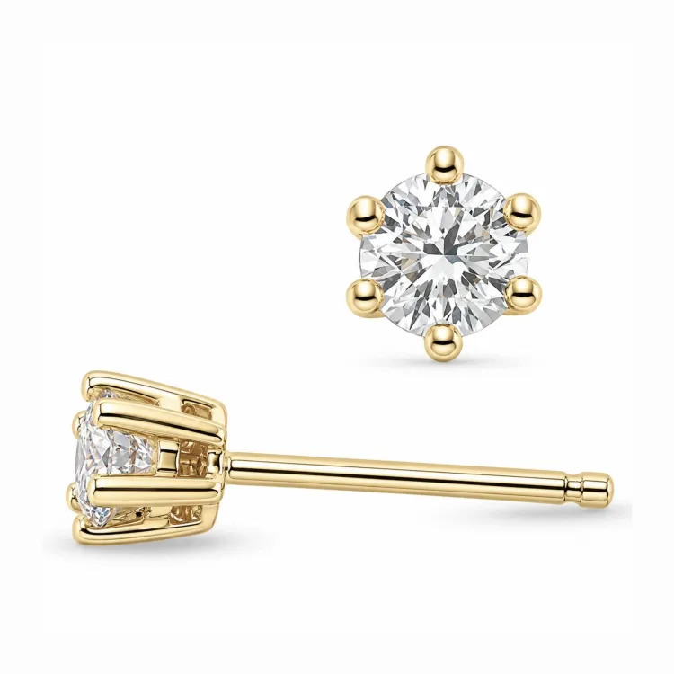 2 x 0,20 ct lab grown diamant solitaire oorbel in 14 karaat goud met lab grown diamant 