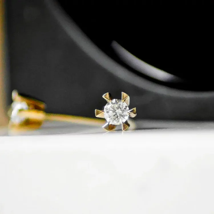 2 x 0,20 ct lab grown diamant solitaire oorbel in 14 karaat goud met lab grown diamant 
