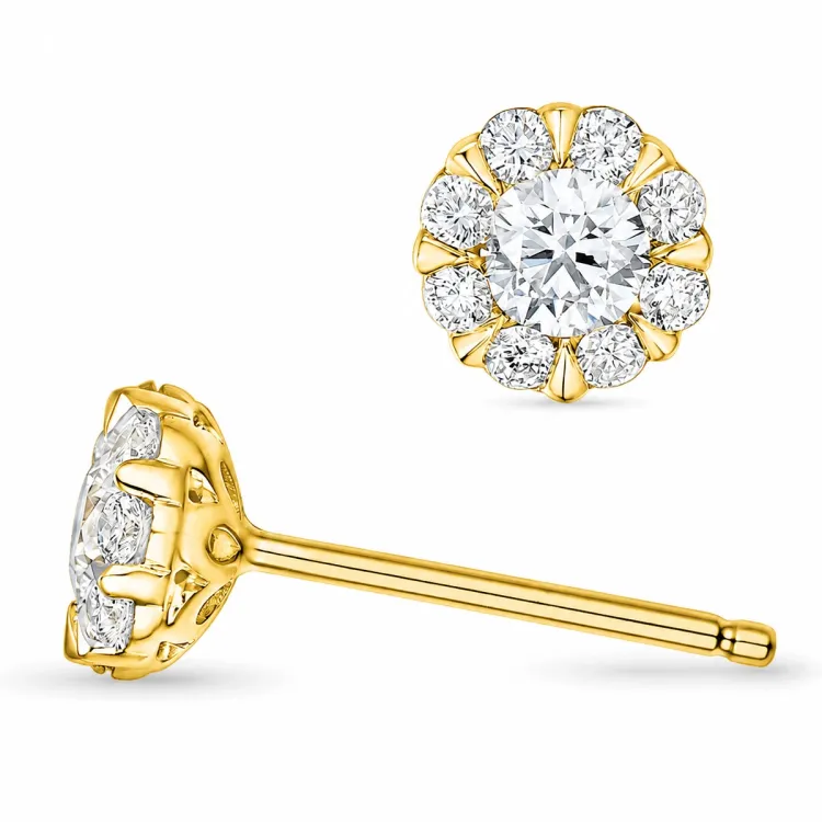 oorsteker in 14 karaat goud met lab grown diamant 