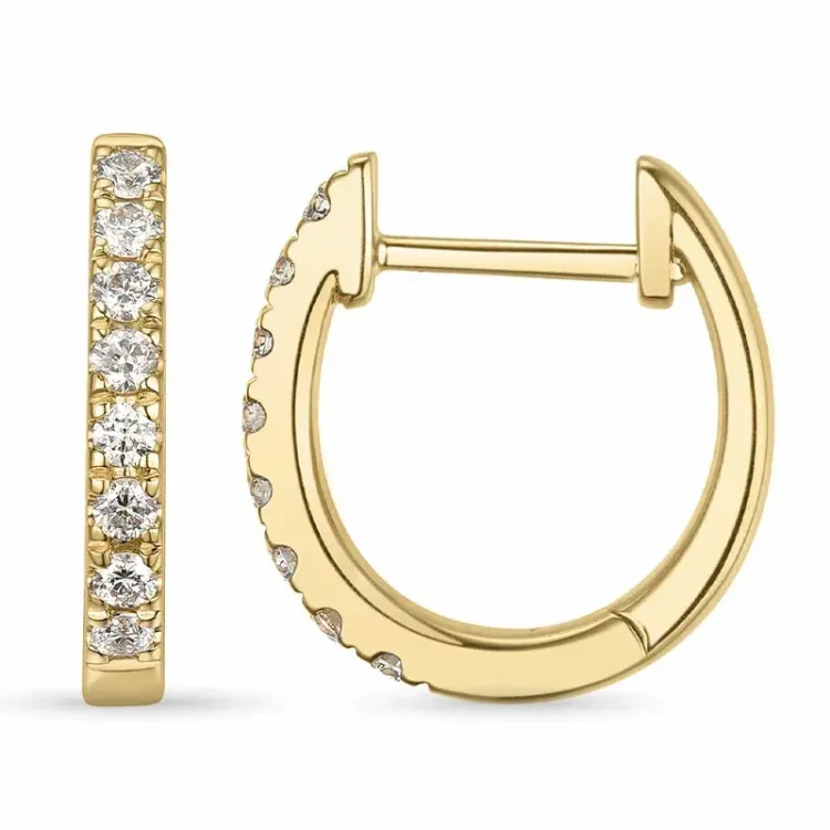 12 mm creool in 14 karaat goud met lab grown diamant 