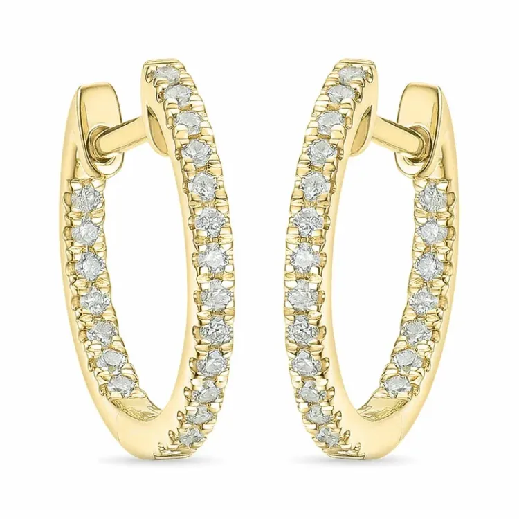 15 mm creool in 14 karaat goud met lab grown diamant 