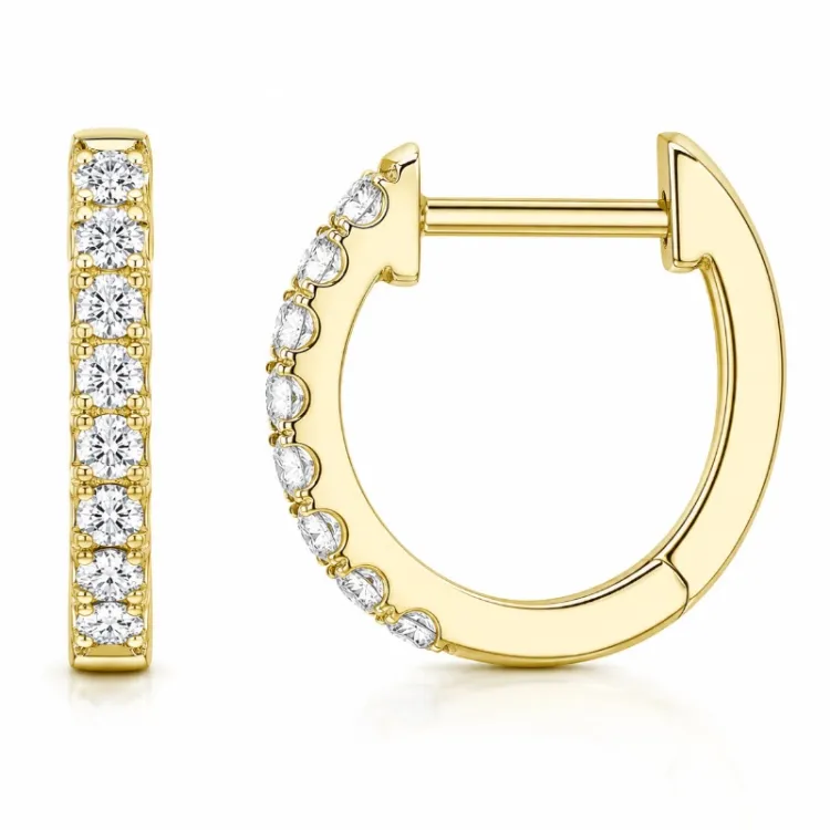 13 mm creool in 14 karaat goud met lab grown diamant 