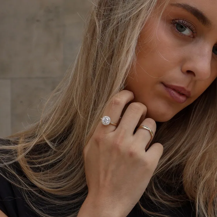 lab grown diamant ring in 14 karaat goud 1,0 ct 0,21 ct