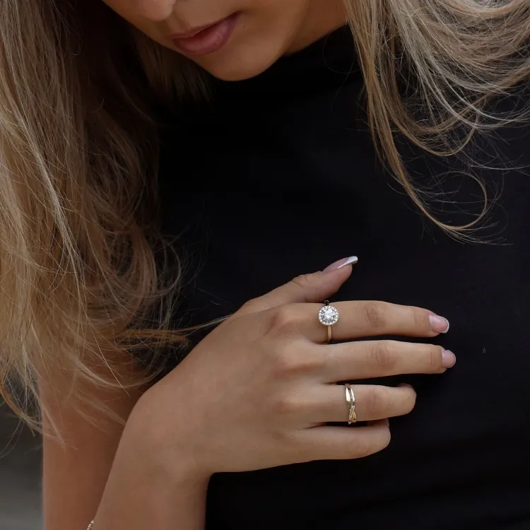 lab grown diamant ring in 14 karaat goud 1,0 ct 0,21 ct